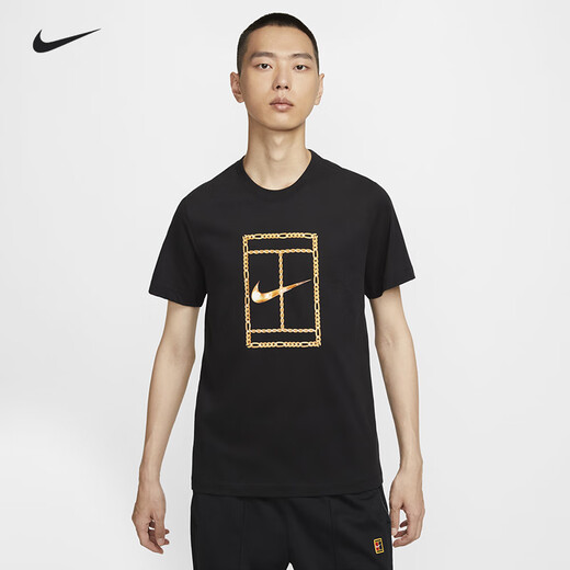 Nike Nike Tennis Uniform kurzärmeliges T-Shirt New Herren Runde Neck Sport T-Shirt Kulturelle Hemd bequem atmungsaktive Sportswear HF6218-010 [schwarz] s