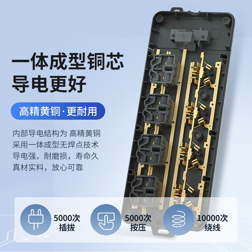 德力西(DELIXI)国标插座/插线板/插排/排插/拖线板/插板/接线板 8位五孔总控开关 全长1.8米 黑色