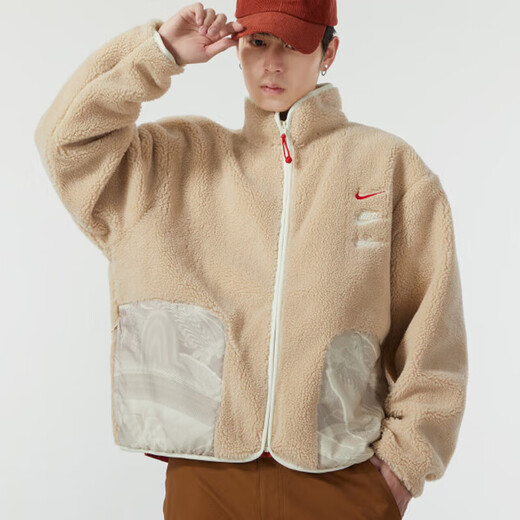 Nike (Nike) Jacke Herren 2025 Sommer New Sportswear Fleece Warm Stand Kragenjacke FZ6194-126 Light Khaki Neujahr L.