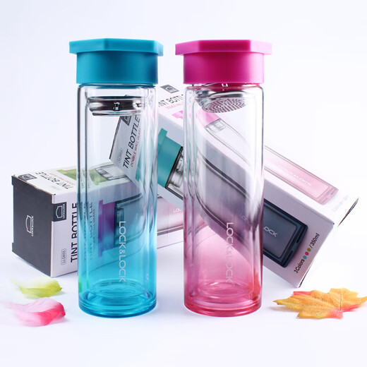 
Lock Lock Star Diamond Double Glass Water Cup Heat-resistant and Anti-scalding Summer Color Gradient With Tea Net Creative Portable Cup LLG653 LLG655 Pink Gradient 350ml