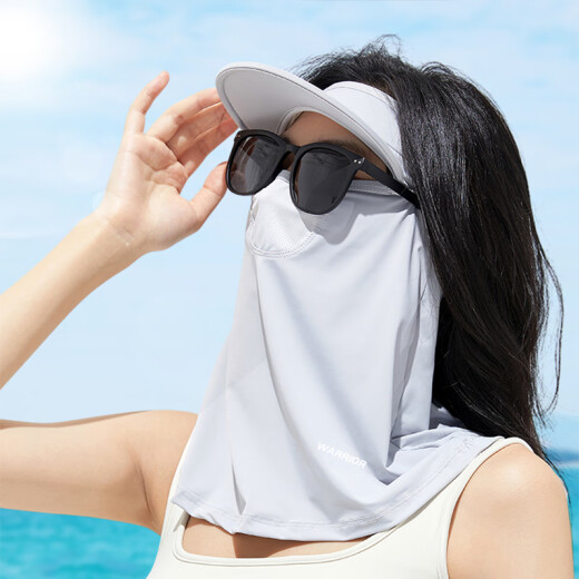 Pull-back sunscreen mask for women in summer with large eaves, anti-UV sunshade, ice silk breathable face mask, outdoor riding wind and dust mask, dark gray