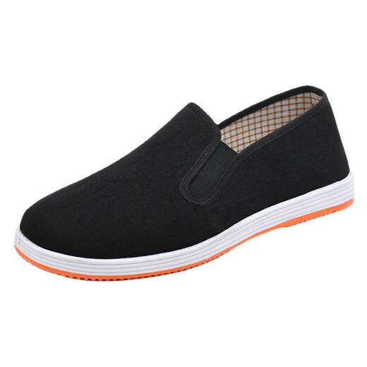 Chaussures traditionnelles de tissu de vieilles Beijing pour les chaussures célibataires résistantes à l'usure antidérapante des hommes avec des chaussures de tissu noir décontractées Sole 42