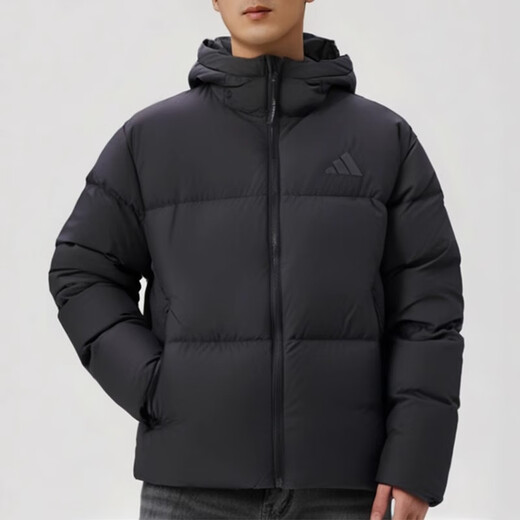 阿迪达斯 （adidas）羽绒服男装2024冬季新款保暖外套连帽鸭绒面包服保暖JV6187 JV6187黑色 M