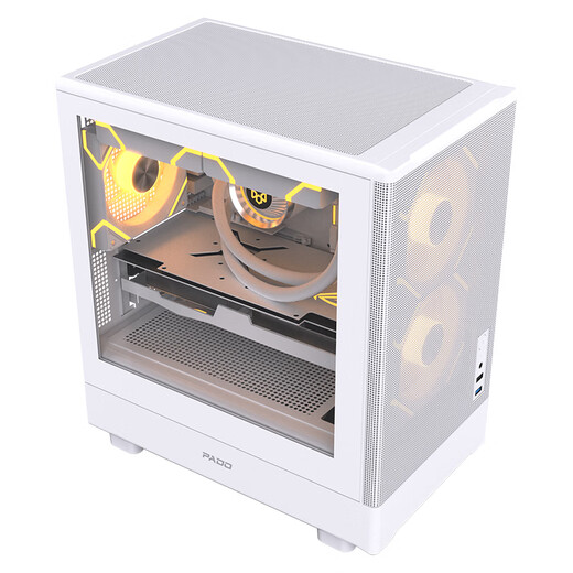 半岛铁盒（PADO）风度4 白色 台式电脑桌面小机箱 玻璃侧透/面板网孔散热/支持M-ATX主板/顶部240水冷