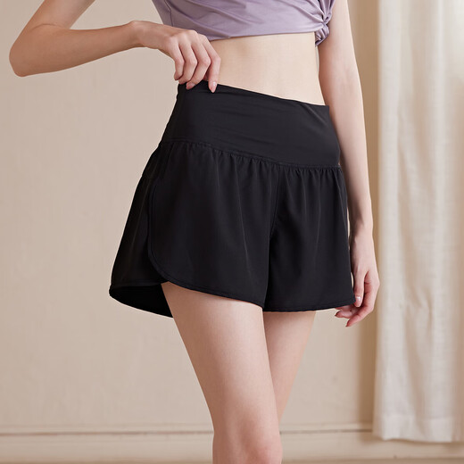 LULULOMDDW Pilates running training sports shorts women's quick-drying breathable slimming high-waisted yoga marathon fitness three-point pants purple XL (recommended 125-140 Jin Jin equals 0.5 kg)