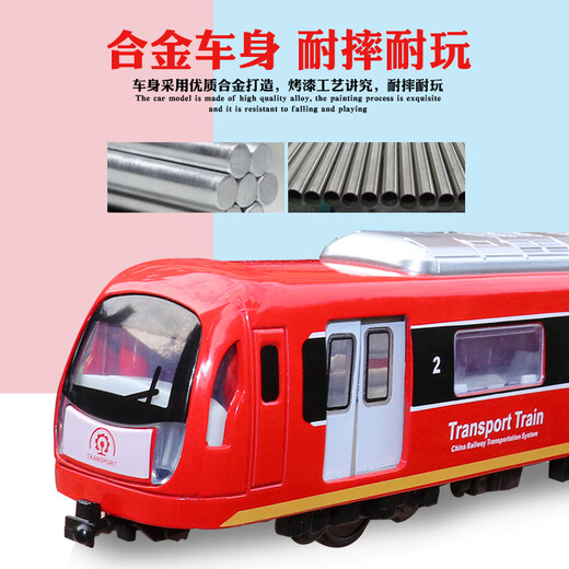 KAIWEI Large Alloy U-Bahn-Set Fernbedienung Elektrische Hochgeschwindigkeits-Bahn-Bahn-Bahn-Modell Simulation Spielzeug Frontauto Boy [Red] Fernbedienung Subway-3 [einschließlich wiederaufladbarer Batterie
