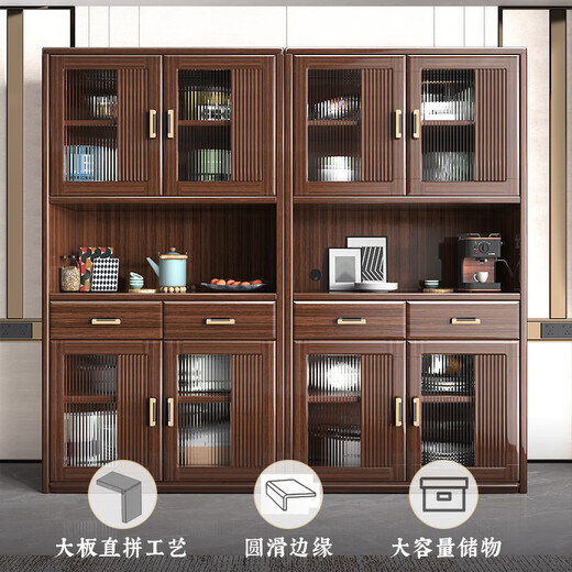 小木窝餐边柜实木餐边柜客厅新中式酒柜储物柜置物架靠墙落地柜组合 三门餐边柜 规格