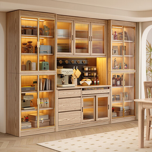 Big Leaf and Maple Counter Cabinet Shop Wooden Wooden Cabinet Cabinet Light Luxury Cabinet Cabinet Cabinet Cabinet Cabinet Cabinet Storage 1.6-meter three-door Border Cabinet