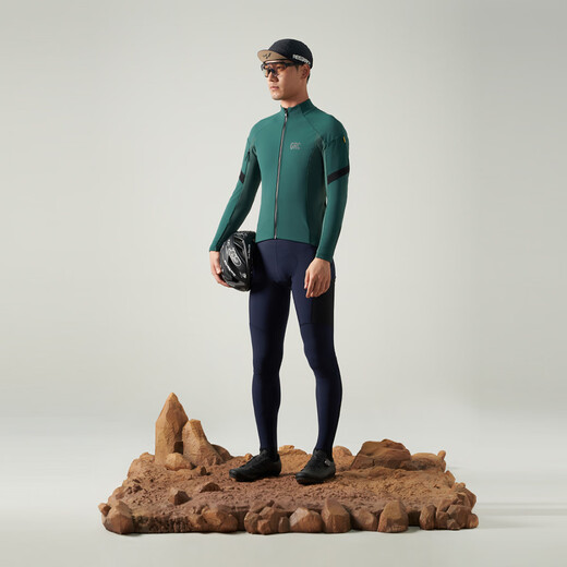 GRC Jieao Endless Autumn and Winter New RESEARCH Fleece Windproof and Warm Road Bike Cycling Jersey Long Sleeve Men's Navy Blue XL