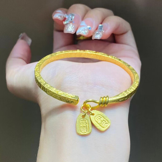 Zhiyu Yunxiang 999 Fußball Gold Worte Gold Armband Frauen friedliche freudige elegante Augenbinde Eröffnung Armband Geburtstag Geschenke Geschenke für Frau Jiyan Armband Gold ungefähr 50g
