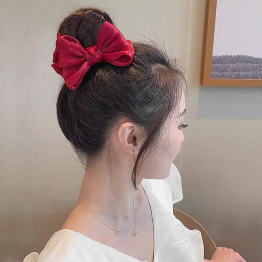 Beautiful National Day performance children's ball head grabber red small hairpin girl's bow hair accessories hairpin female hairpin headdress red diameter 6.5cm