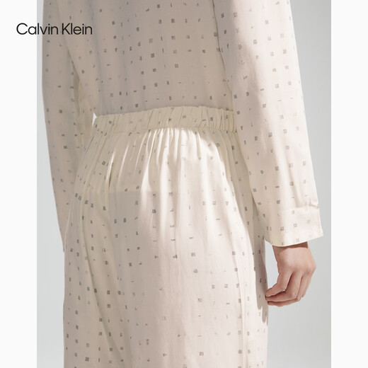 Calvin Klein内衣【七夕礼物】秋季女士ck满印半松紧休闲家居长裤睡裤QS6850 LNB-牛乳白 XS