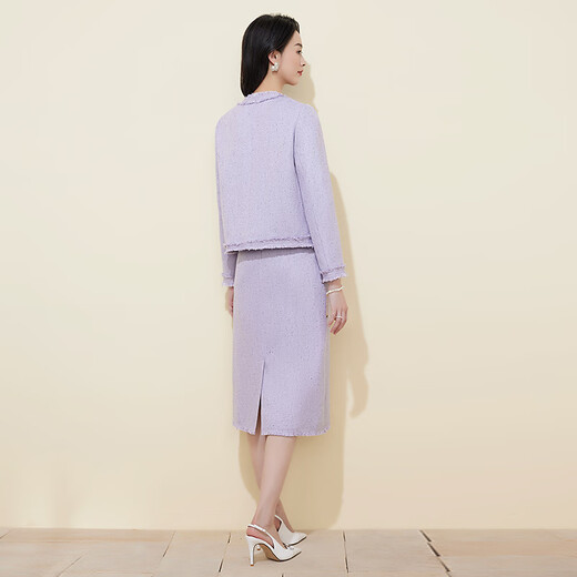 Dema Shi autumn new French style elegant lady two-piece set women's fashionable and versatile commuting suit Purple L
