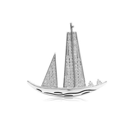 Grace Girl Light Luxury All Smooth Sailing Brooch Men's Design Niche High-end Business Suit Pin Birthday Gift for Husband All Smooth Sailing Brooch Men's (Silver)-Local Warehouse