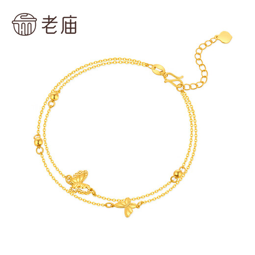 老庙黄金手链足金双层蝴蝶手链生日节日礼物送女友老婆 双层蝴蝶手链约/3.1g