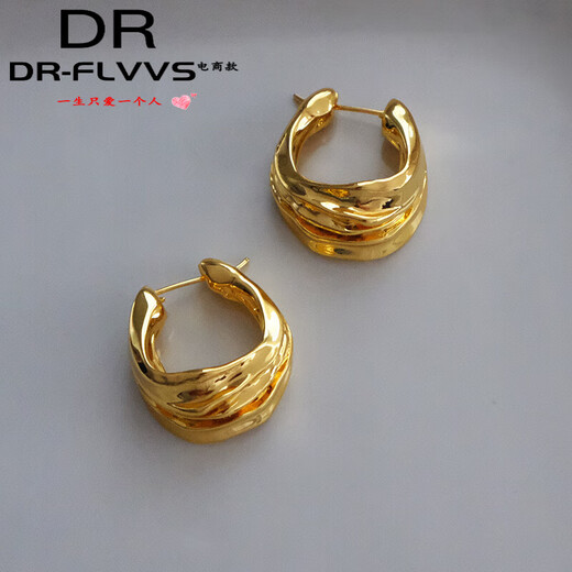 Fat Donglai's same style DL 199818k gold European and American style French retro women's 2024 new ring earrings gold feeling 18K gold plated