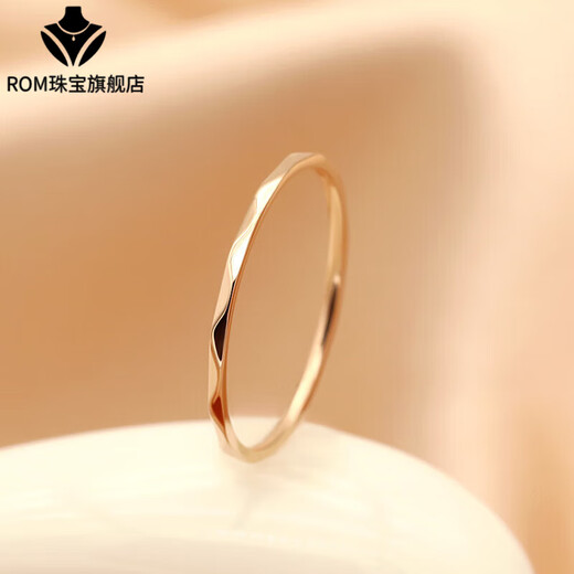 Fat Donglai's same style 18k rose gold plain ring water ripple thin titanium steel fashion personality niche design website rose gold No. 3