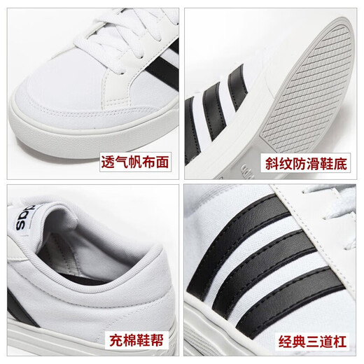 Adidas Herrenschuhe, niedrige Top-Schuhe, Sommer neue Drei-Streifen atmungsaktive Freizeitschuhe, Leinwandschuhe, Retro-Sneaker, AW3889/ Weiß/ 41