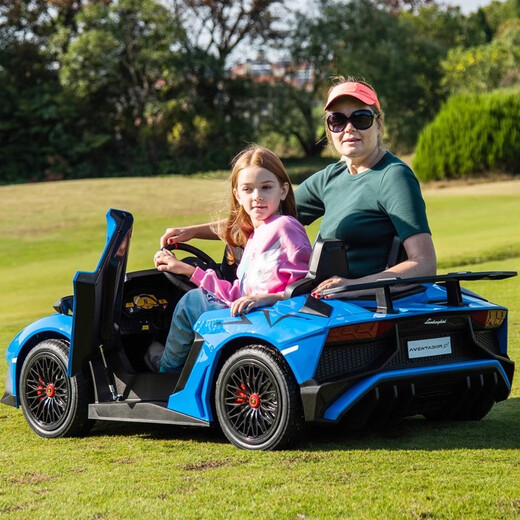 Jazz Cool Lamborghini large children's car can drive electric car can sit adults four-wheel parent-child remote control toy car exclusive painted blue