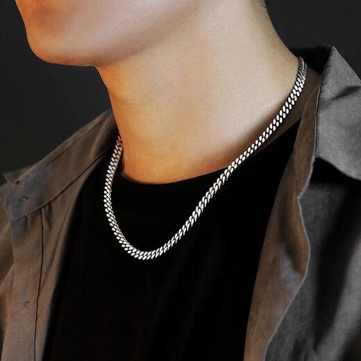 MZMZ platinum necklace men's pt950 platinum temperament Cuban decorative chain accessories double eleven birthday gift for friends light luxury width 6mm chain length 50cm (gift box