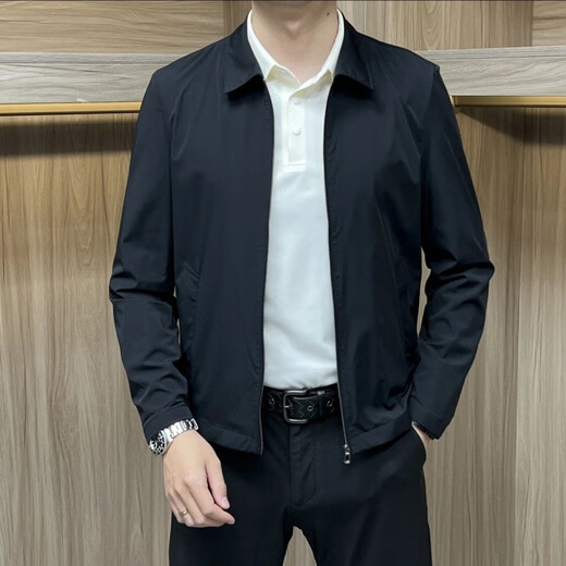 Pierre Cardin 2024 Spring and Summer Men's Versatile Lapel Thin Simple Business Solid Color Slim Casual Jacket Top Blue Shop XL