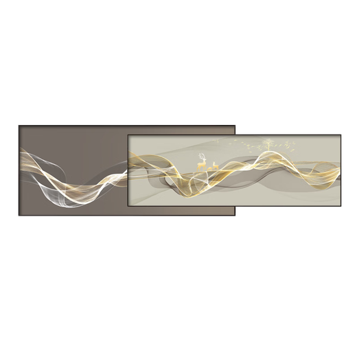
Huaixue abstract lines living room decoration painting light luxury Italian minimalist style sofa background wall superimposed high-end mural JD11949 100*32/100*42cm crystal diamond aluminum alloy black frame