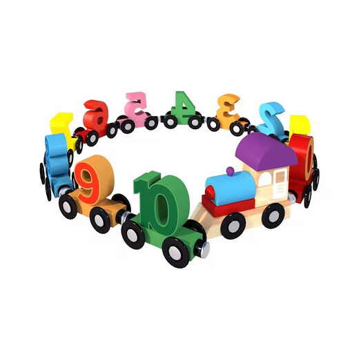 Train numérique magnétique Blocant Blocing Car Educational Children's Wooden Toys pour 1 à 3 ans Babies Early Education Toys [Thème du zodiaque] 13 trains magnétiques