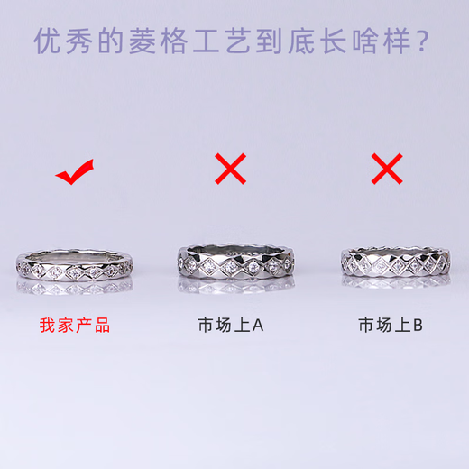 Fat Donglai's same style 18K gold rhombus ring pattern plated with diamonds Wang Yibo's same style V gold European and American light luxury style for men and women Medium width diamond-free rose gold No. 10