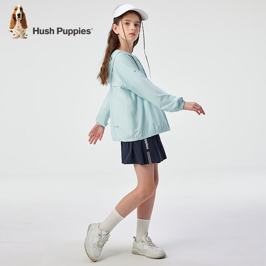 Hush Puppies UPF40+ children's clothing for boys and girls, new summer clothing, thin, elastic, comfortable and cool sun protection clothing, light mint 160 cm