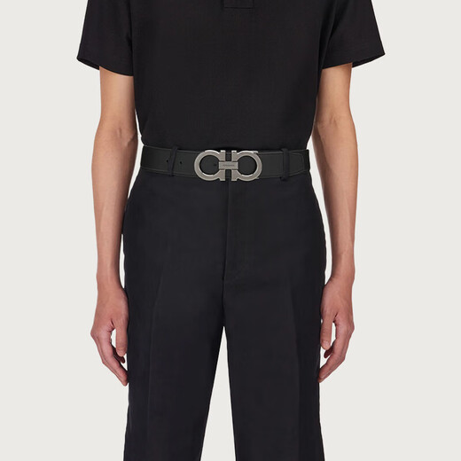 Ferragamo men's black double-sided adjustable Gancini belt 0689134_C _ 105 (gift for boyfriend)