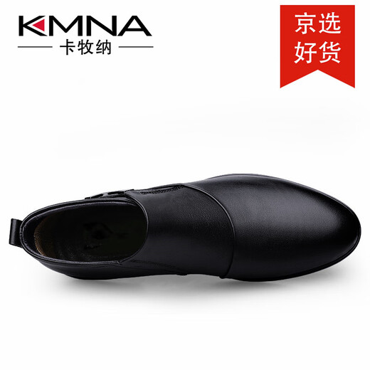 KMNA Martin boots 2025 winter new business formal leather shoes plus velvet to keep warm one-legged British casual shoes for men black 41