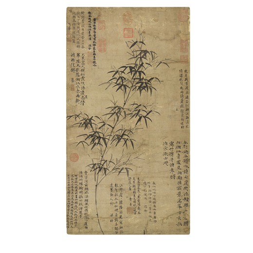 元倪瓒春雨新篁图墨竹图古代花鸟画卷轴复仿古画挂画 元钱选芙蓉鸳鸯图12392 30X54厘米（喷绘画心尺寸） 装G
