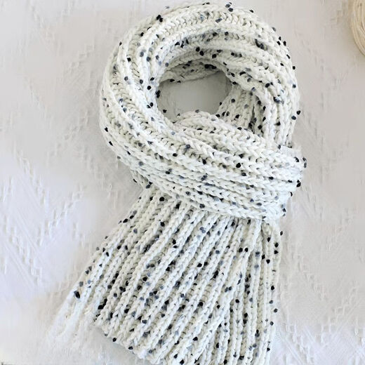 Changyin rainbow candy scarf finished product winter warm scarf hand-knitted bean mixed thread Korean scarf for male and female friends finished sweet bean scarf + gift bag