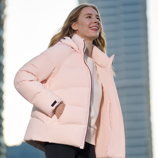 Tambor Down Jacket Women's Short Fashionable Sports Removable Hood Versatile Warm Jacket 550386D Chaoyang Pink 165