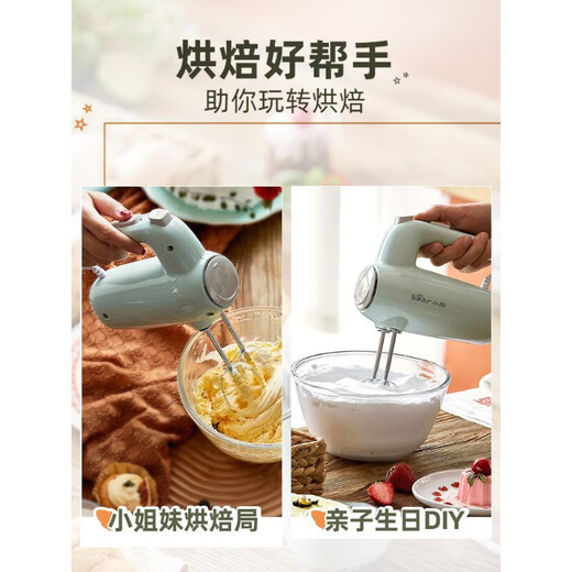Electric Egg Maker Small Storage Cake Baking Handheld Stirring Egg White Whipped Cream Green Double Sticks with Storage Box