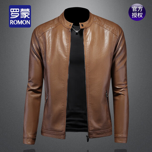 Romon Autumn Casual Stand Collar Motorcycle Chaqueta de cuero para la chaqueta de cuero PU delgada de los hombres Tallas cortas de talla de tercio