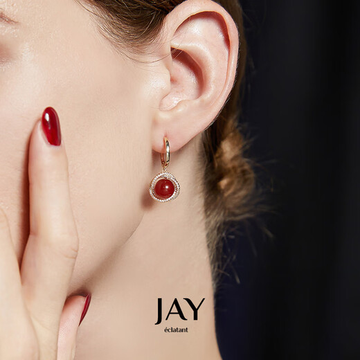 Jay red agate earrings niche design earrings French red earrings as a birthday gift for girlfriend and best friend Earrings (onyx with certificate)