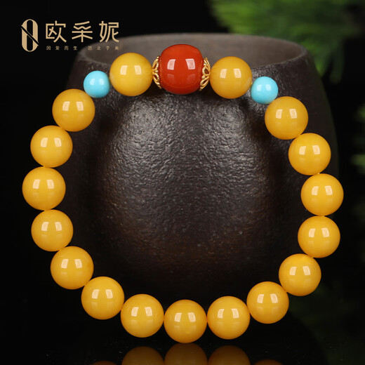 OUCERNY beeswax bracelet natural amber original heather red barrel beads old beeswax Duobao play bracelet bracelet for Chinese Valentine's Day gift