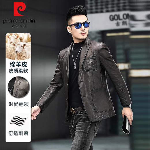 Pierre Cardin Nueva chaqueta de cuero Haining traje de oveja para hombres chaqueta de cuero de cuero coreano