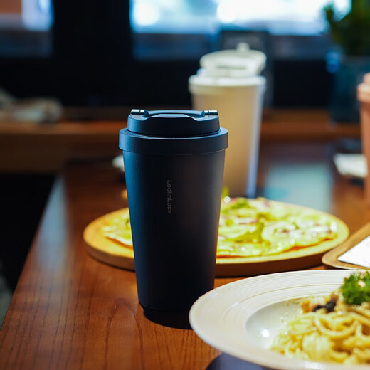 LOCK/LOCK Meet the Yuanqi Insulation and Cold Coffee Cup Bounce Cover Men and Women's Beauty Water Cup 400ML Blue LHC3271NVY