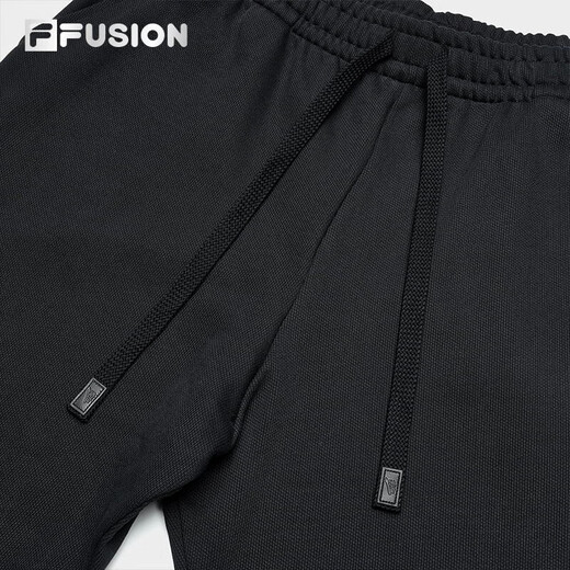 FILAFUSION trendy brand knitted trousers for men, winter loose cotton cuffed sweatpants, dark black-BK L 175/84A
