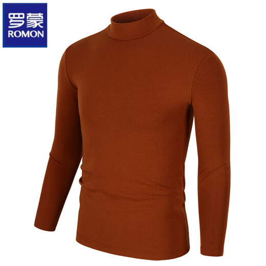 ROMON pure cotton half-high collar long-sleeved bottoming shirt T-shirt for young and middle-aged men autumn underwear slim body shirt men's top autumn and winter white XL 140Jin Jin equals 0.5 kg, left and right wear