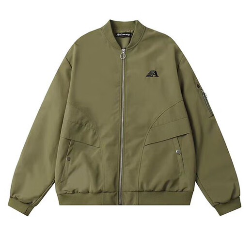 Digada American style flight jacket men's autumn and winter baseball uniform jacket men's casual all-match high street jacket men JFFS-1074 Green XL Height 170-178CM, weight 120-135Jin Jin is equal to 0.5 kg