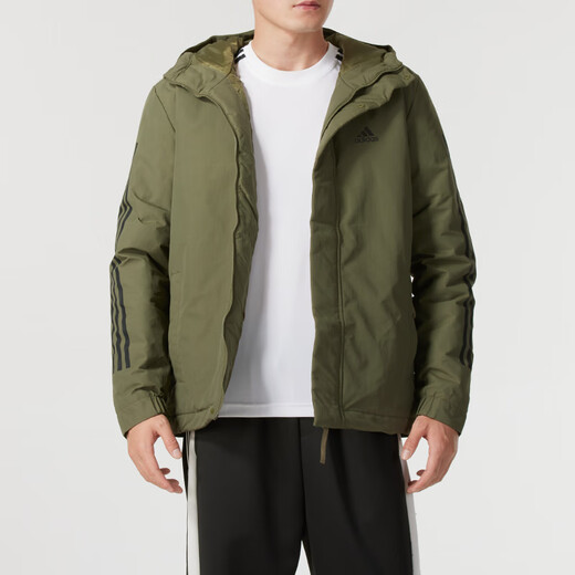 阿迪达斯 （adidas）外套男女棉服2024冬季新款户外防寒服宽松防风保暖连帽棉衣运动服 IV9230/岩层橄榄绿 XL