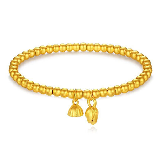 Luoyi's new gold color Two Worlds Huan Bracelet 999 gold lotus bracelet gold-plated silver solid blessing bracelet gift lotus bracelet 5m thick
