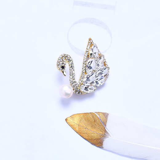 Oliveira French Olivera Pearl Brooch White Little Swan C8-1047