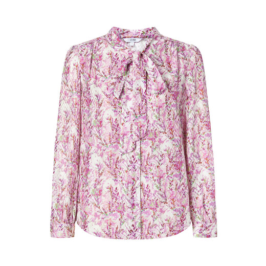 JUZUI shopping mall same style French elegant mulberry silk floating collared shirt for women spring JWEC60116 flower pink S