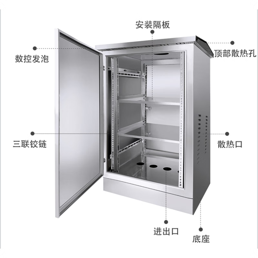 Outdoor stainless steel network cabinet switch function 6u wireless monitoring weak current equipment cabinet floor standing 24u rainproof box 201 stainless steel 700*600*450mm