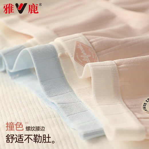 Yalu 2025 Neues pures Baumwollunterwäsche für Frauen reines Baumwollschritt 7A Antibakterielles Mädchen Einfache und komfortable mittlere Taillen-Mädchen-Slips [Yuanqi-Käse] gemischte Farbe 4 Streifen xl [Gewicht vorschlagen 115-130jin [Jin gleich 0,5 kg]]]