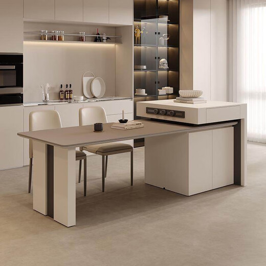Fanyi open guide table dining table sideboard integrated household retractable slate dining table tea table dual-purpose island table dining island table 2.08-2.65 meters retractable island dining table